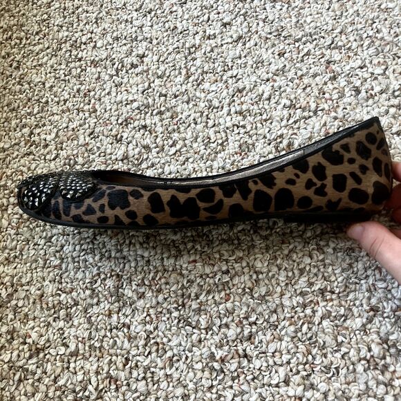 Sam Edelman S Charleen Ballet Flats Size 7.5 Shoes Leather Fur Animal Studded - Picture 5 of 7